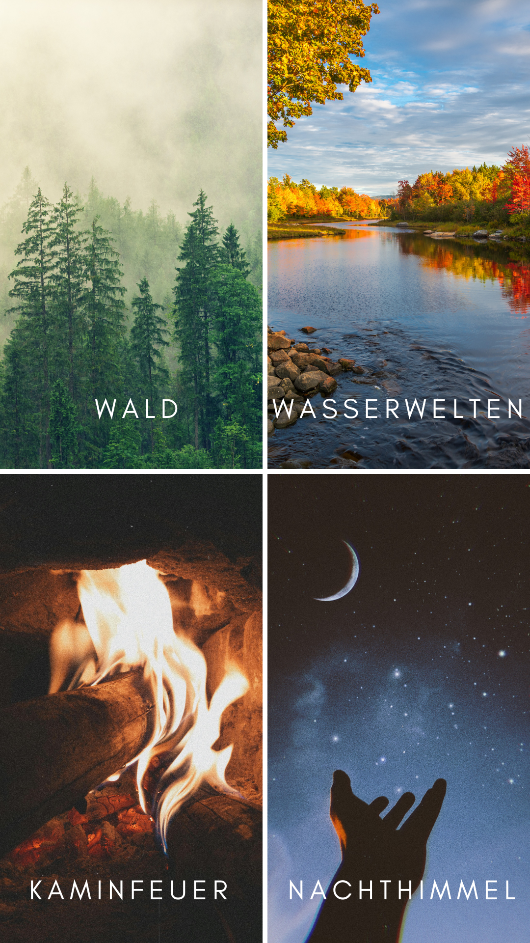 Vier Themenwelten der Sensorischen Entspannungsreise